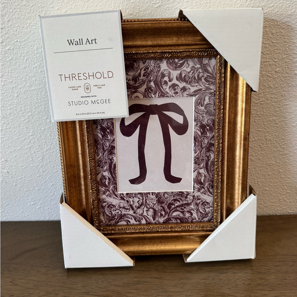 NWT Threshold studio McGee Gold Framed Bow wall art print